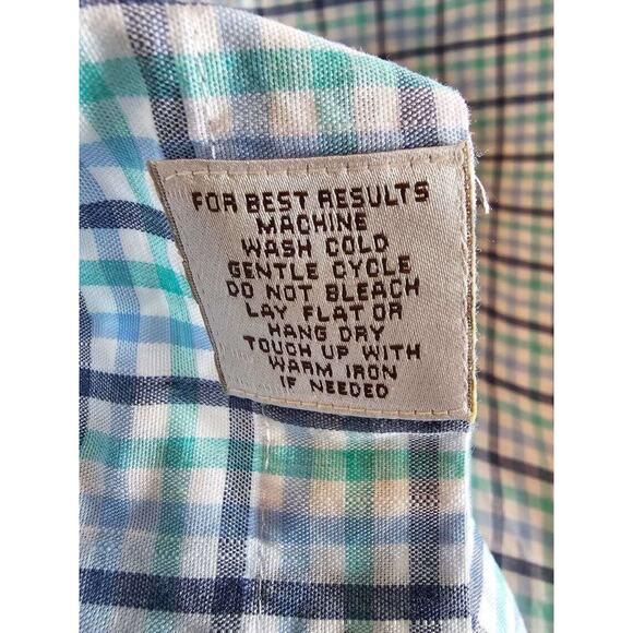 Peter Millar Crown Button Up Plaid Shirt Mens XXL 100% Cotton Short Sleeve Blue - Picture 6 of 6